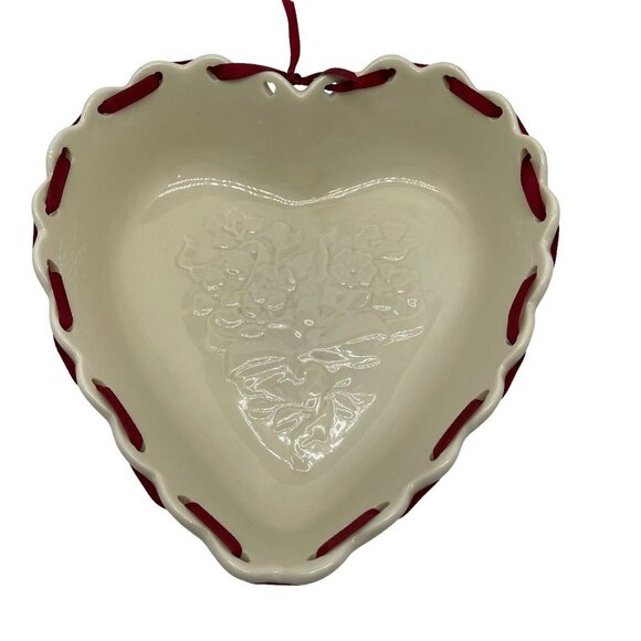 Longaberger Sweetest Heart Pottery Dish With Plastic Protector Mothers Day - Picture 2 of 16